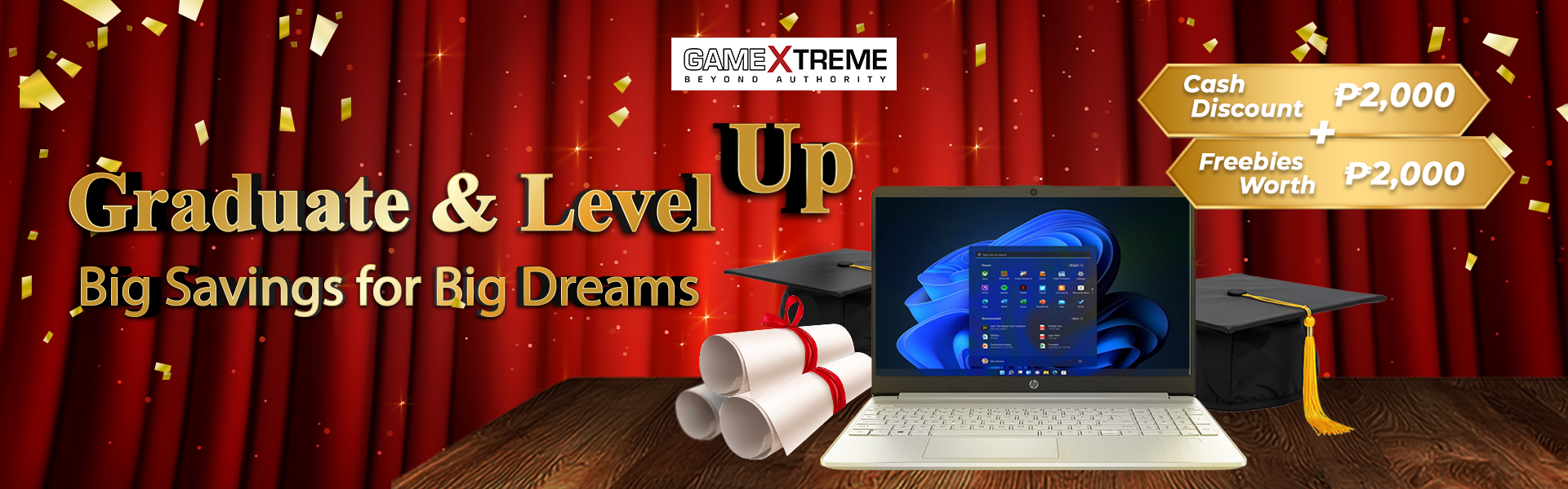Graduation Level Up laptop Promo