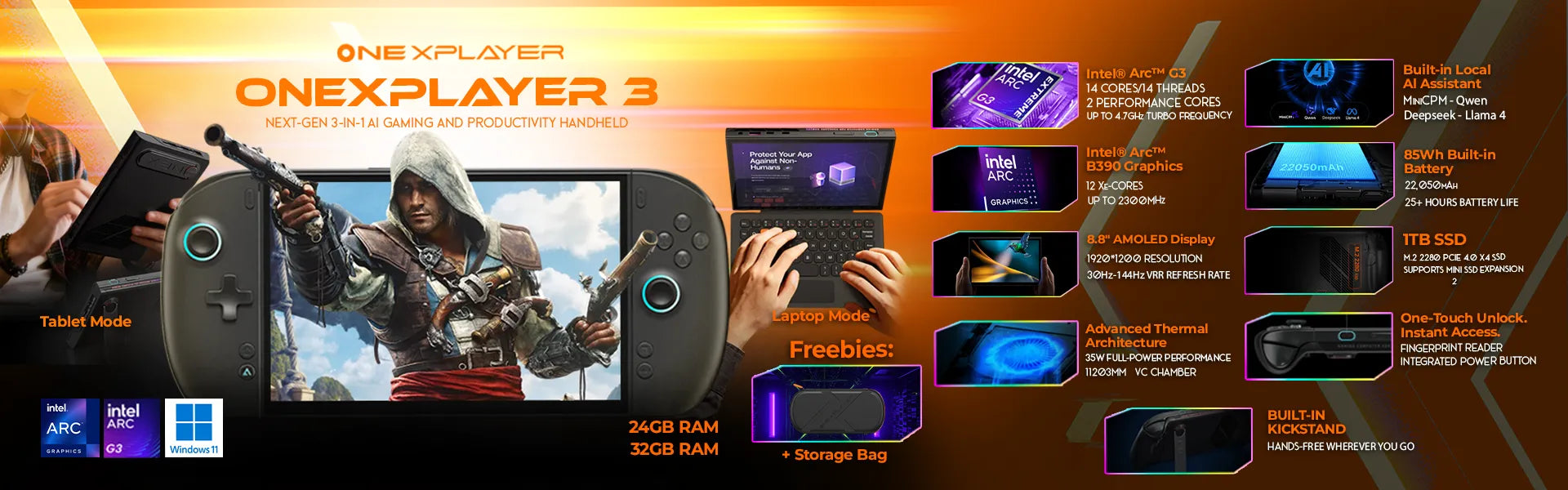 ONEXPLAYER 3 AI Gaming Handheld PC