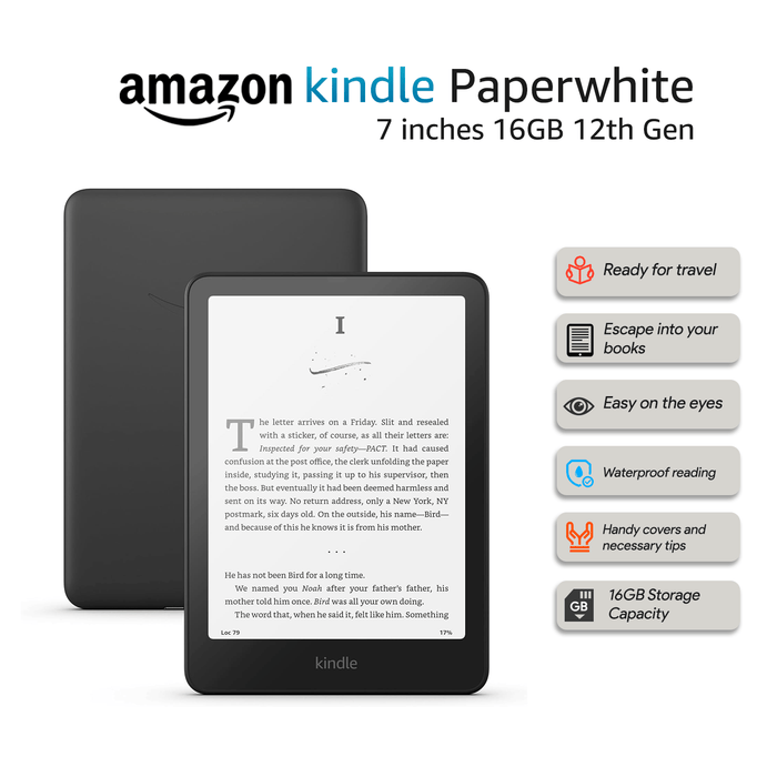 Amazon Kindle Paperwhite 16GB 12th Gen – Our fastest Kindle ever, with new 7" glare-free display and weeks of battery life 2024