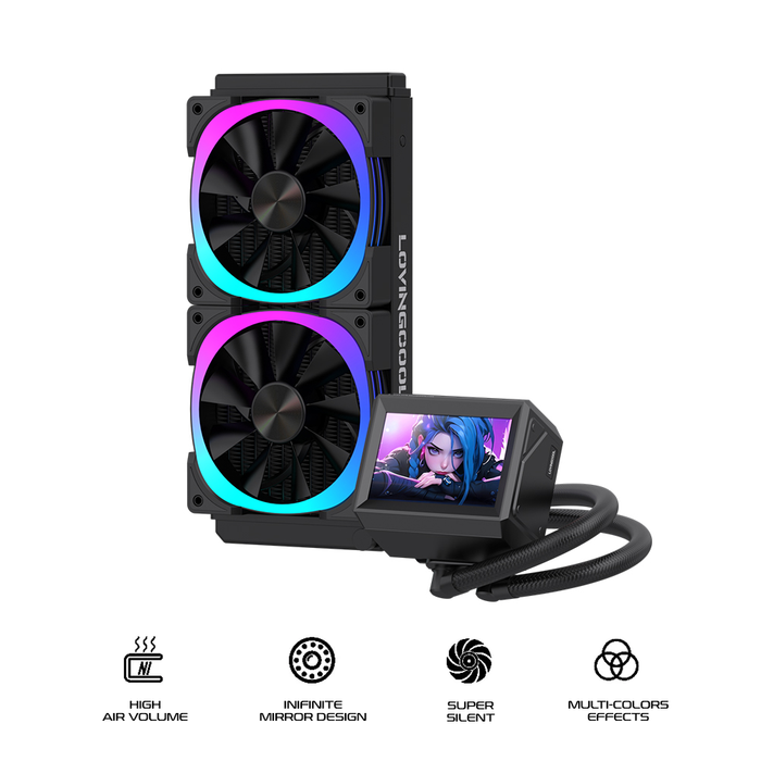 Lovingcool DP-240-02 40mm ARGB AIO Liquid CPU Cooler with LCD Screen (DP-B240 DP-W240)