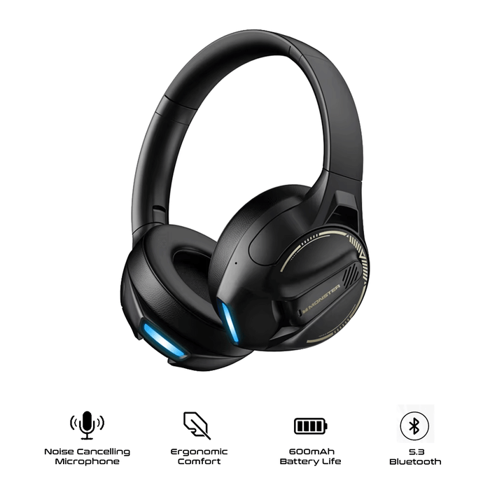 Monster XKH03 Wireless Gaming Headset With Mic Hi-Fi Sound Deep Bass