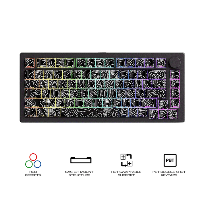 MonsGeek M1 V5 Contour Lines Aluminum Case Multi-Mode Hot-Swappable Mechanical Keyboard (Akko V3 Piano Pro Switch)