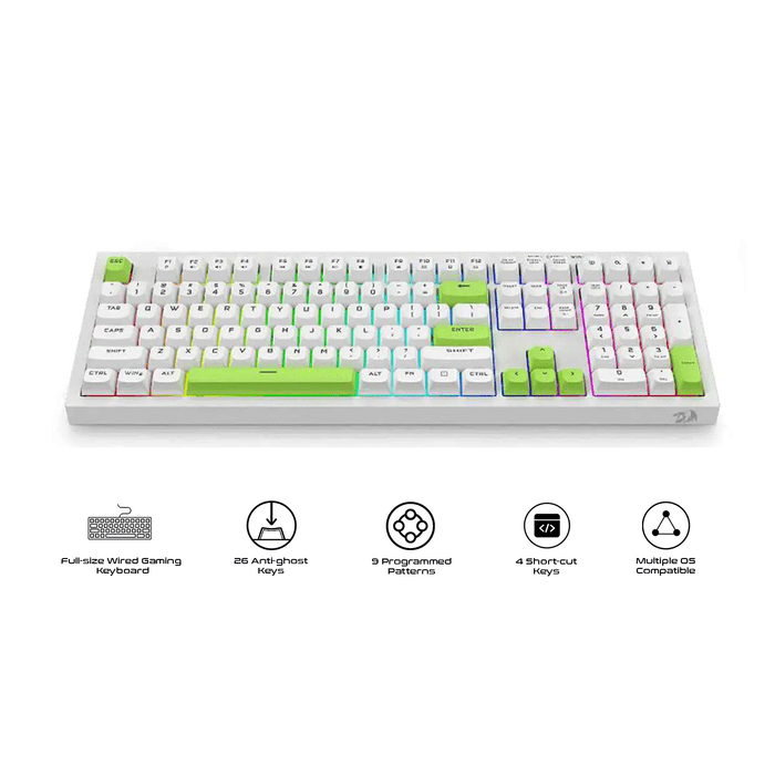 Redragon (K518-RGB-C) CRUX 108 Key Wired RGB Membrane Gaming Keyboard