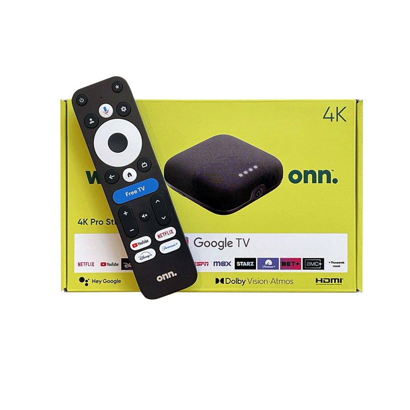 Onn Google 4K Pro Streaming Device with Google TV Hands-Free Voice Control & Dolby Atmos/Dolby Vision