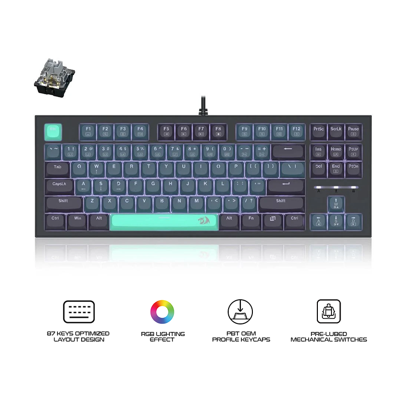 Redragon Bes Wired Keyboard Blue+Green+Black (K611-BGB)