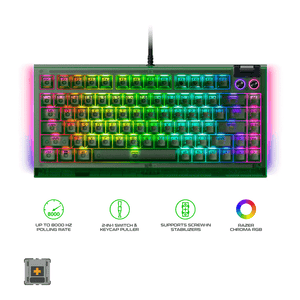 Razer BlackWidow V4 75% - Hot-swappable Mechanical Gaming Keyboard - Phantom Green Edition - US Layout