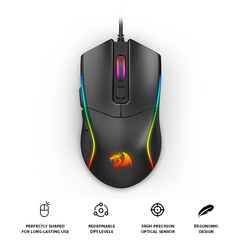 Redragon Bat RGB Wired Gaming Mouse Black (M731)