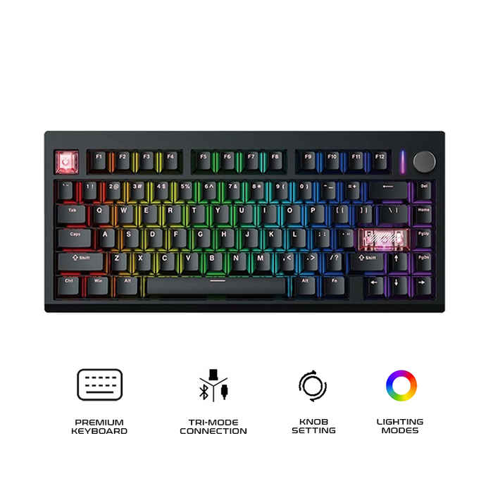 Fantech MK921 MAXFIT8 Tri-Mode Gaming Keyboard Black Brown Switch
