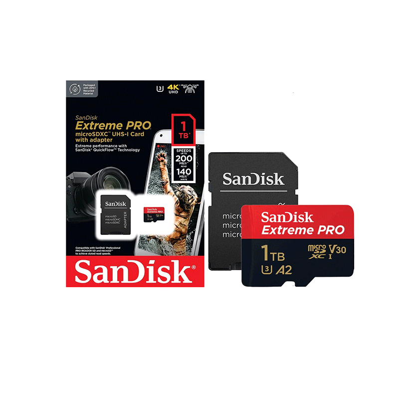 SanDisk Extreme PRO SDSQXCD MicroSDXC A2 UHSI 200MBs w/ Adapter 1TB