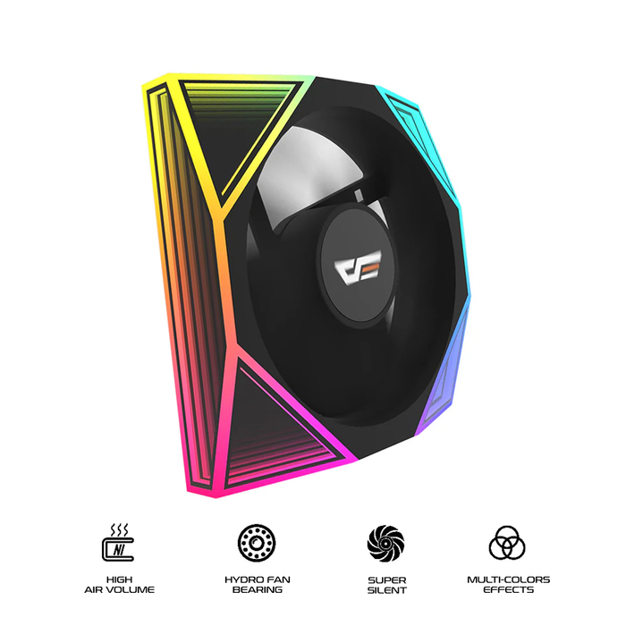 DarkFlash DM18R 120mm Single Reverse ARGB PWM Cooling Fan (Black)