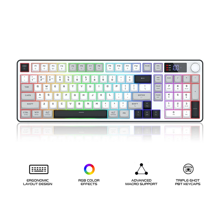 Redragon Aria Pro Wireless Keyboard White+Grey+Black (K527WGL-PRO)