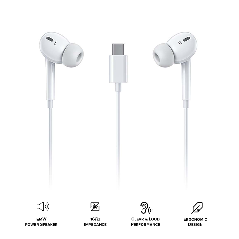 Wekome Wired Earphone Type-C White - YA17