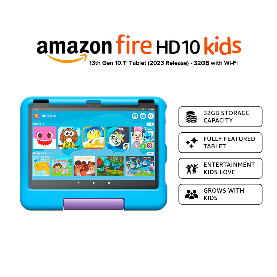 Amazon Fire HD 10 Kids 13th Gen - 10.1" Tablet (2023 Release) - 32GB with Wi-Fi - Blue