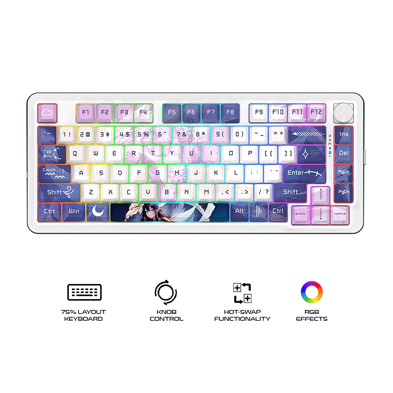 Redragon Cyrus Pro Tri-Mode Gaming Keyboard Violet-White (K681ACG-RGB-PRO)