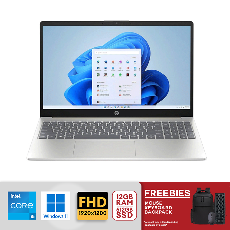 HP 15.6" FHD IPS Notebook Intel Core i5-1334U 12GB DDR4 RAM 512GB SSD Intel Iris Xe Graphics 15-fd0684nr Win11 Natural Silver