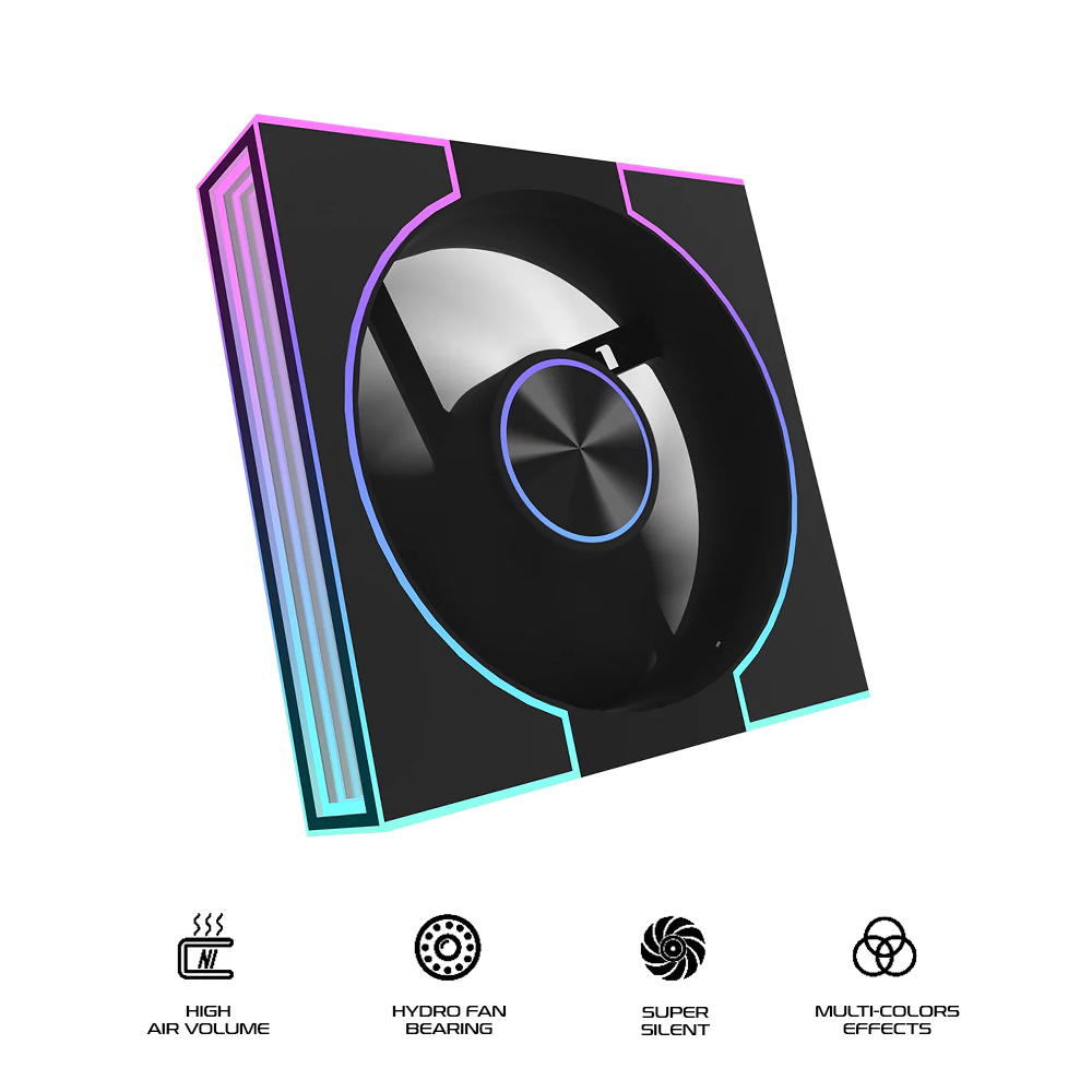 DarkFlash DM8R SE 120mm Single Reverse Blade ARGB PWM Cooling Fan (Black)