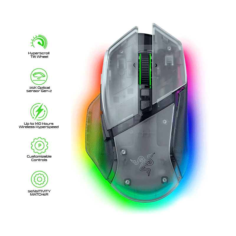 Razer Basilisk V3 Pro 35K Ergonomic Wireless Gaming Mouse Phantom White Edition