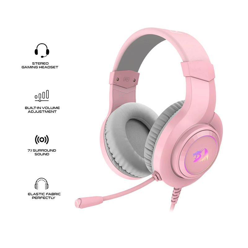 Redragon Hylas RGB 7.1 Surround Sound Gaming Headset Pink (H371P)