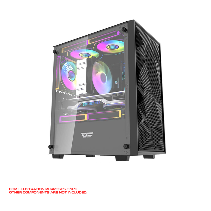 DarkFlash M305 Mesh Tempered Glass M-ATX/ITX PC Case (Black)