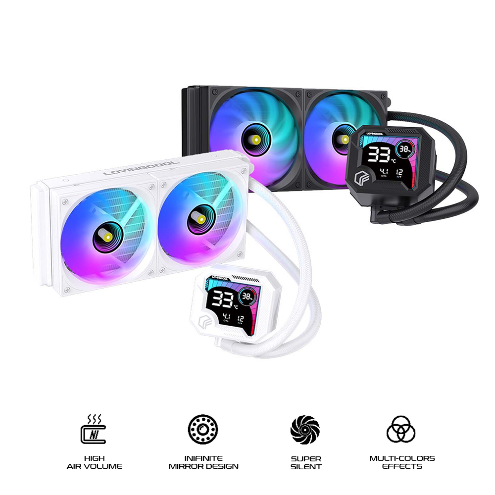 Lovingcool AK-B240-01 240mm AIO ARGB Liquid CPU Cooler with Temp Display