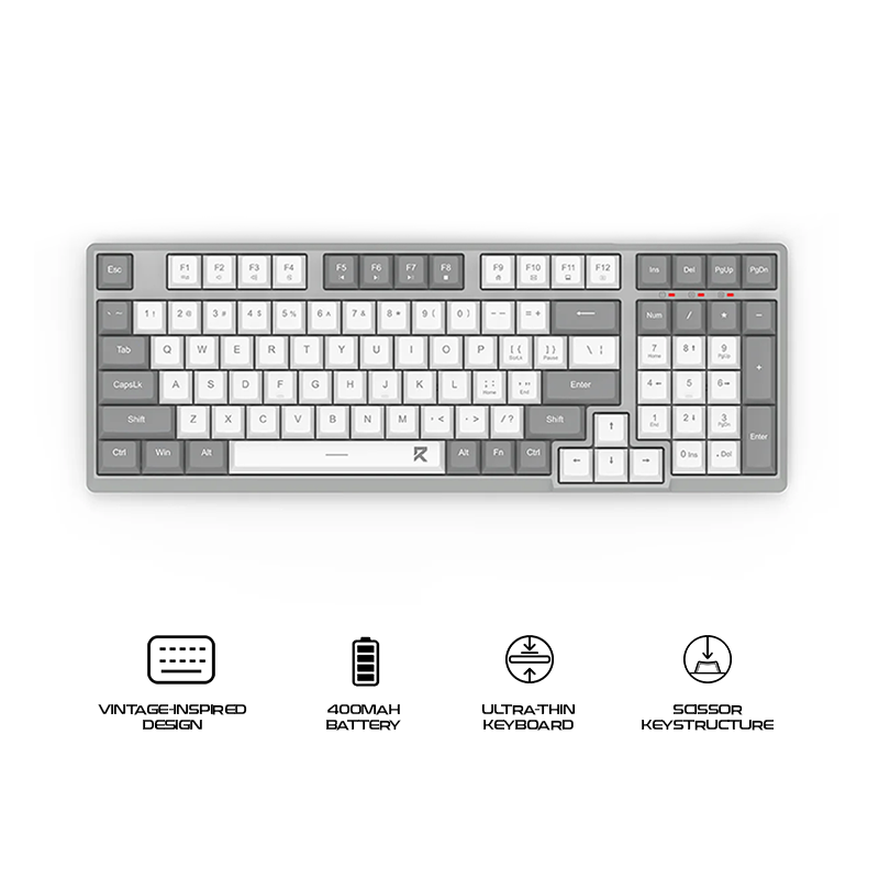 Redragon Scissor Wireless Office Keyboard White-Gray (BK-7114WG)