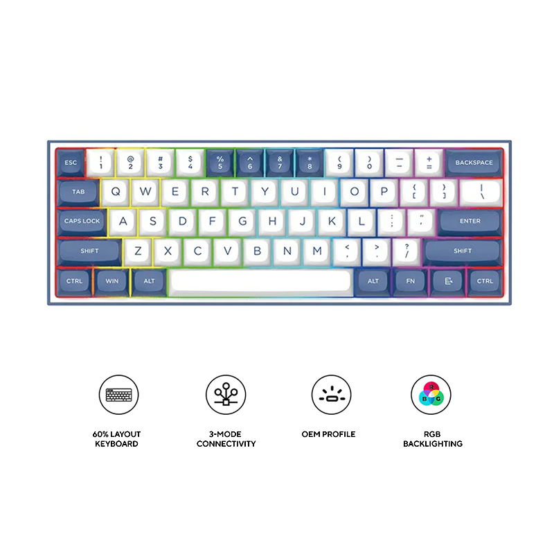 Redragon K717 Alcor RGB 61 Keys 60% QMK/VIA Gasket Mounted Wireless Mechanical Gaming Keyboard