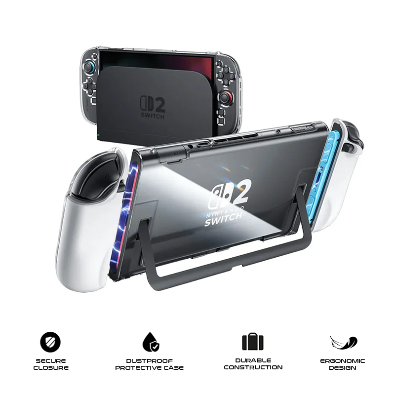 JSAUX Ergonomic Controller Full-Cover Case Set for Nintenodo Switch 2 (Clear) PC0119A