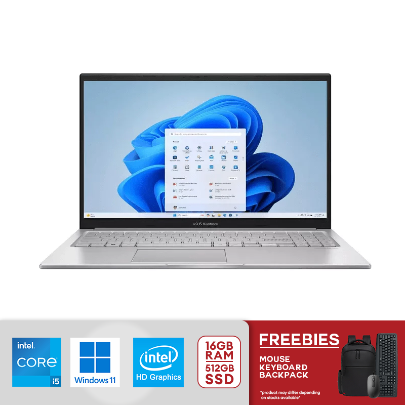 ASUS Vivobook 15.6” FHD Intel Core 5 - 120U 16GB RAM / 512GB SSD, Intel Graphics Win 11 Cool Silver