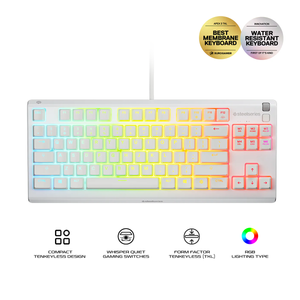 SteelSeries Apex 3 TKL RGB Quiet Switches Gaming Keyboard White (PN64819)