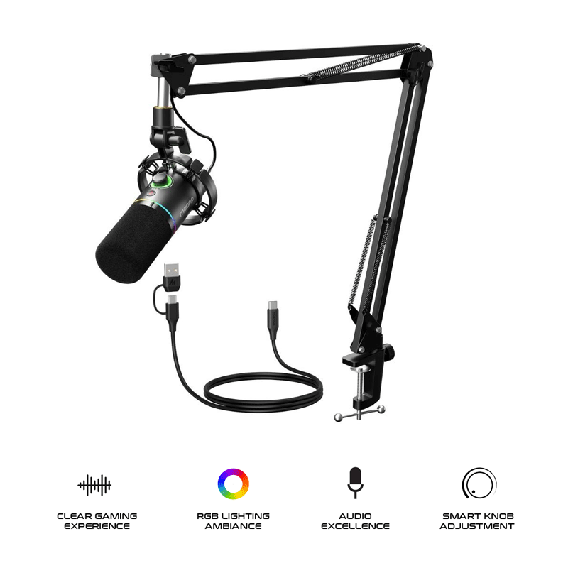 Maono PD200XS USB Dynamic Microphone Podcast/Gaming/Streaming Microphone Black
