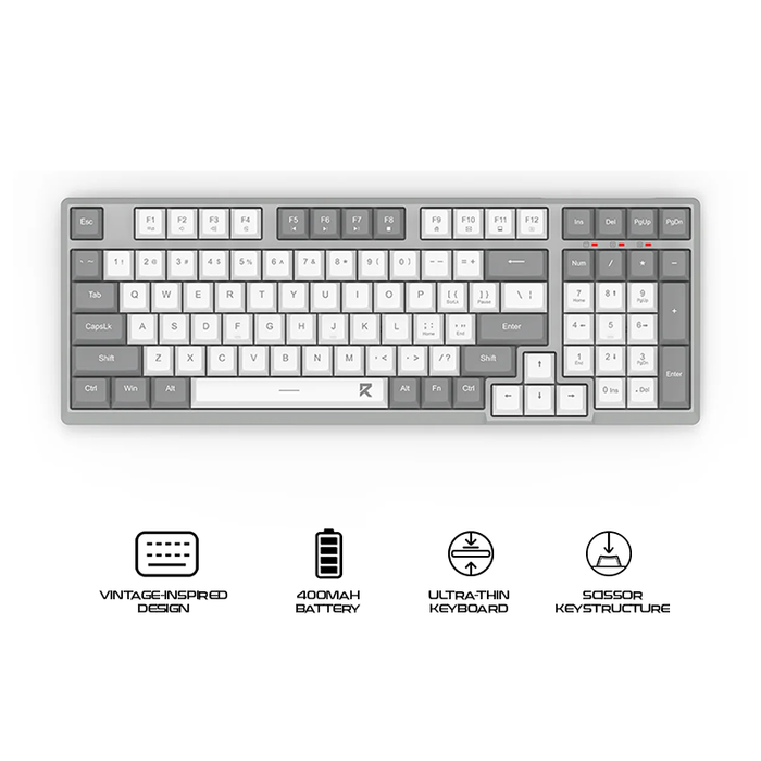 Redragon Scissor Wireless Office Keyboard White-Gray (BK-7114WG)