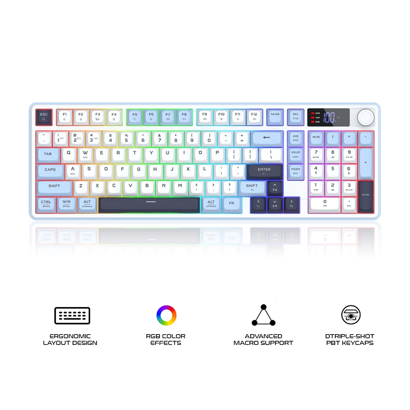 Redragon Aria Pro Wireless Keyboard White+Blue (K527WBL-PRO)