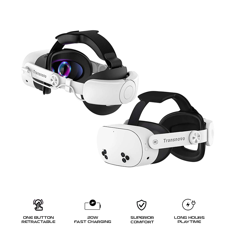 Transnovo VR Head Strap with 10000 mAh Battery for Meta Quest 3S White