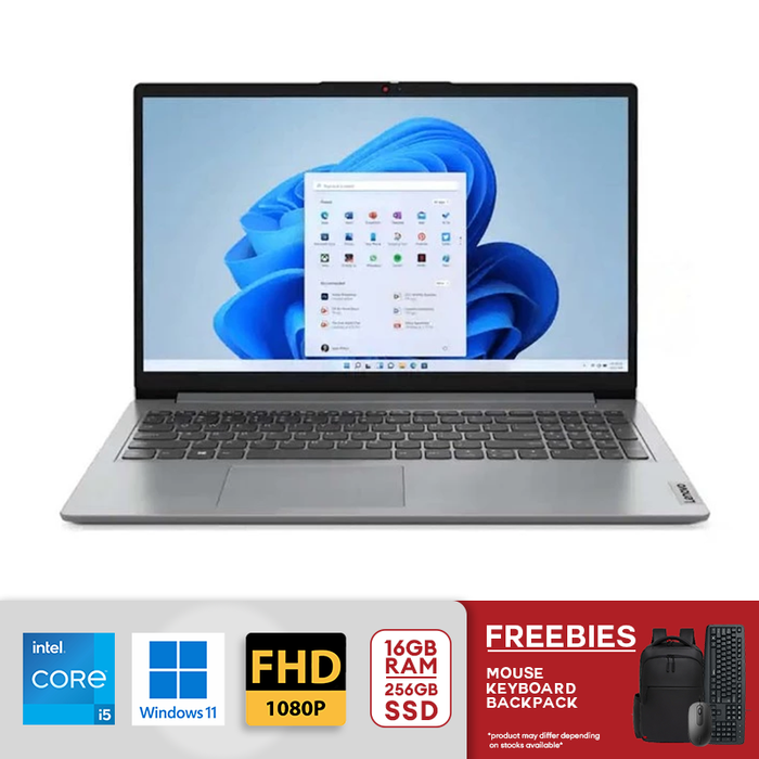Lenovo IdeaPad 1i 15.6" FHD Intel Core i5 -1335U 16GB RAM 256GB SSD Intel Iris Xe Graphics Win 11 Cloud Grey 83B40008US