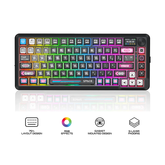 Redragon K708MC RGB Flekact Pro 82 Keys 75% Gasket Mounted Wireless Mechanical Keyboard