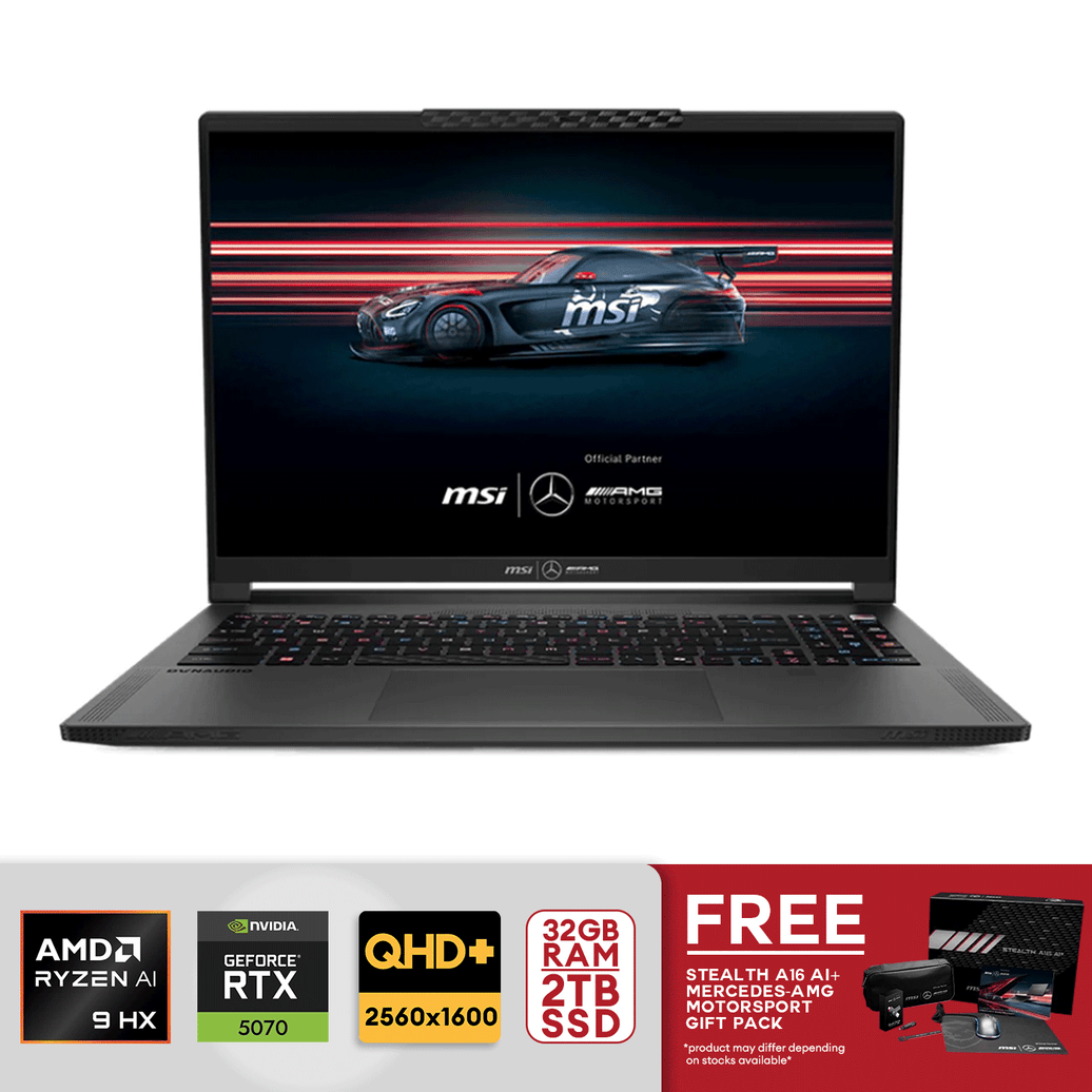 MSI Stealth A16 Mercedes AMG AI+ A3XWGG-035PH 16" QHD+ (2560x1600) OLED 240Hz Ryzen AI 9 HX 370 32gb/2TB SSD RTX 5070 Win11