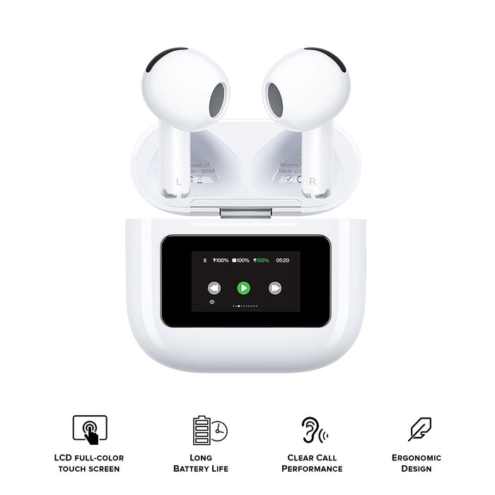 WEKOME Liton Series Wireless Earpods with smart color screen (White) WS-27