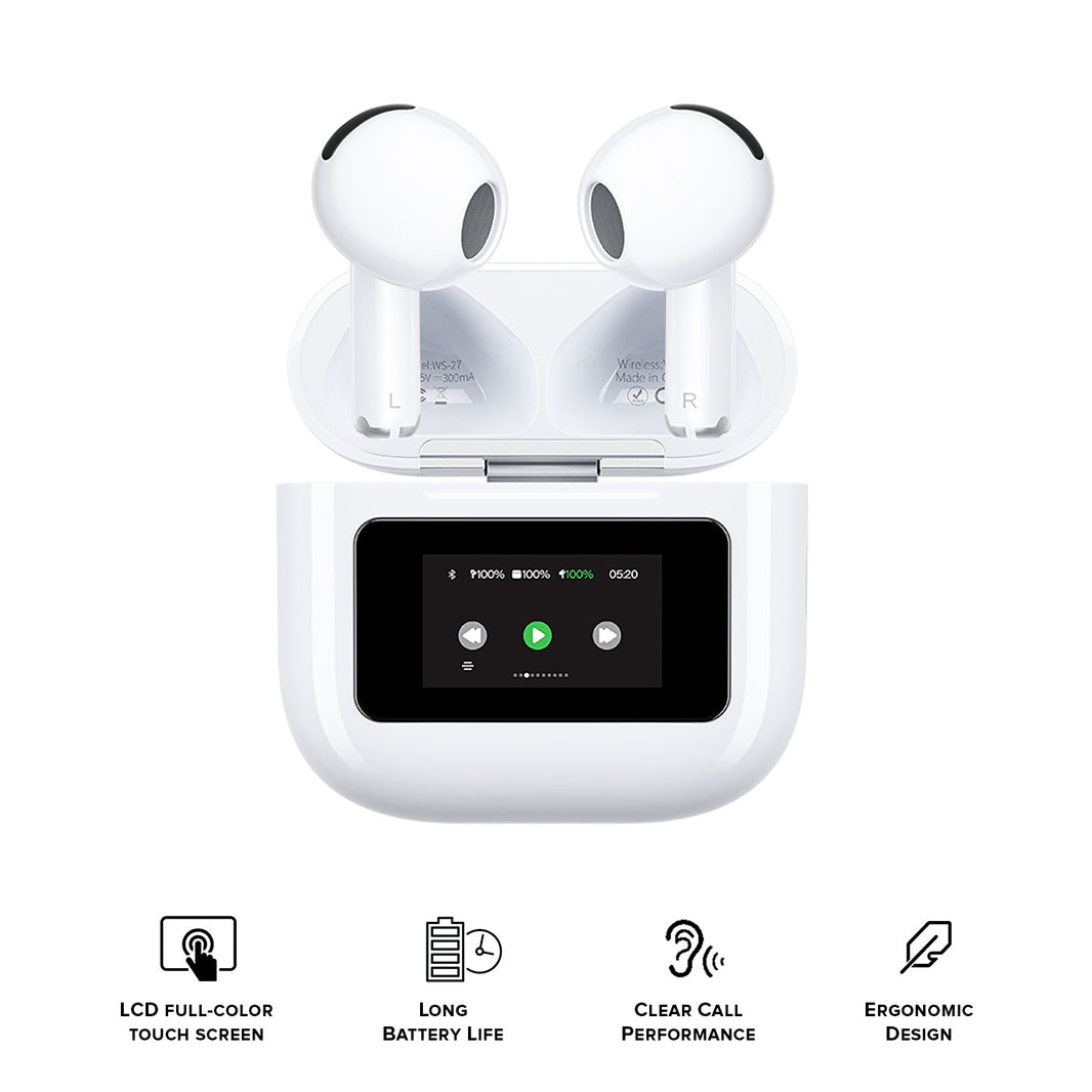 WEKOME Liton Series Wireless Earpods with smart color screen (White) WS-27