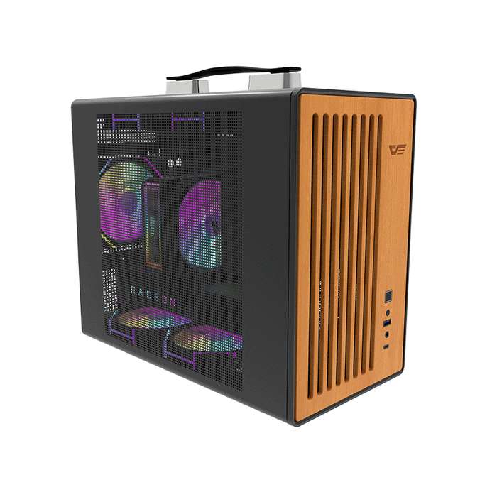 DarkFlash WD200 Wood Edition Veneer Panel M-ATX PC Case (Black)