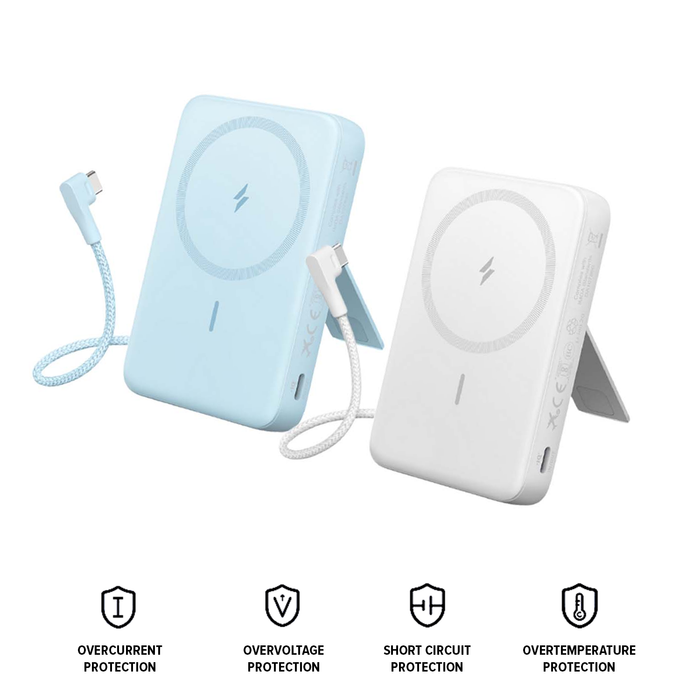 Anker by Zolo Power Bank 30W Wireless Magnetic 10,000mAh Portable Power with Build in Cable