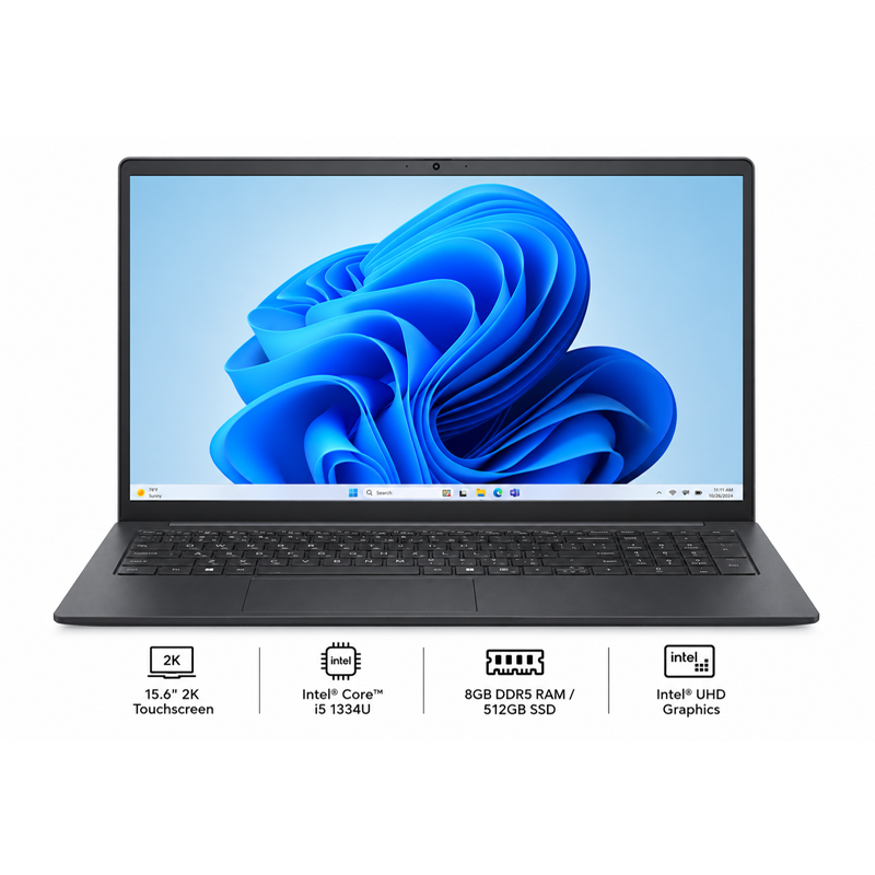 Dell 15.6" 2K Touchscreen Intel Core i5 1334U 8GB DDR5 RAM / 512GB SSD Intel UHD Graphics Win 11 Carbon Black LDC15250-5434BLK-PUS