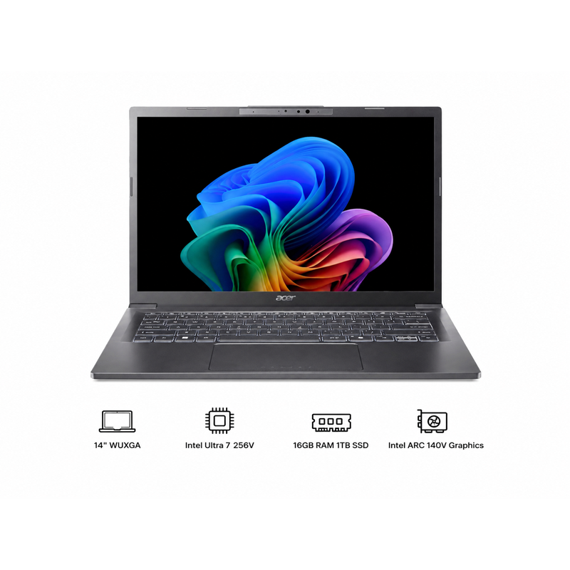 Acer Aspire 14 AI Copilot+ PC 14" WUXGA Intel Ultra 7 256V 16GB LPDDR5X RAM / 1TB SSD Intel ARC 140V Win 11 Gray A14-52M-72S0