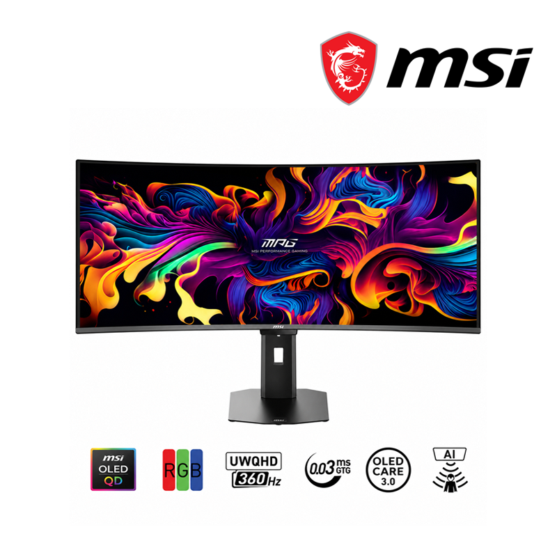 MSI MPG 341CQR QD-OLED X36 34" UWQHD (3440x1440) 360Hz 0.03ms (GtG) Curved Gaming Monitor with Tilt/ Height/ Pivot/ Swivel Adjustment
