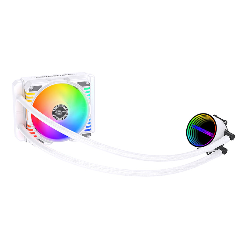 Lovingcool LC-W120-D 120mm ARGB Liquid Cooler with Temp Screen (White)