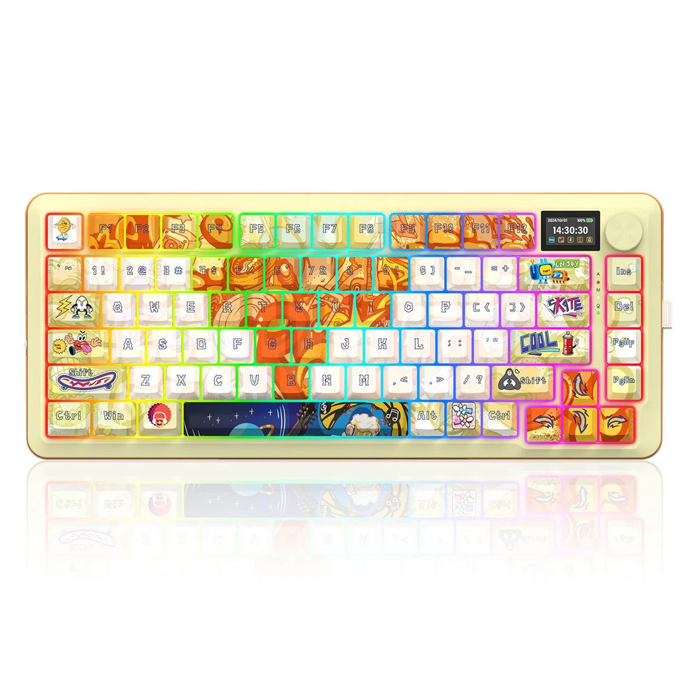 Redragon K708GF RGB Flekact PRO 81 Keys 75% w/ LCD Screen Display Doddle Style Edition