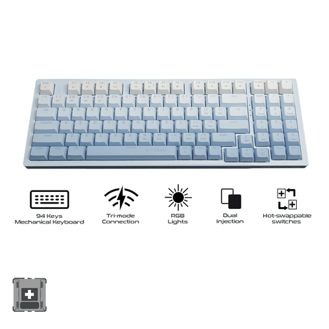 E-Yooso Z-94 Tri-Mode RGB 94 Keys Hot Swappable Mechanical Keyboard Gradiant Blue Linear White Switch