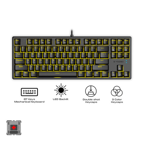 E-Yooso Z-87 87 Keys Single Light Mechanical Gaming Keyboard Black [Red Switch]