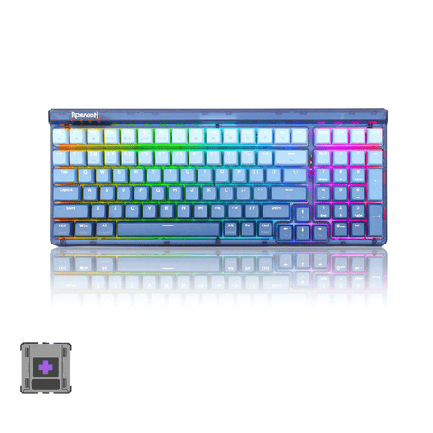 Redragon Garen Pro Tri Mode RGB 100 Keys Mechanical Gaming Keyboard White-Blue Purple Switch (K656WB-RGB-PRO)