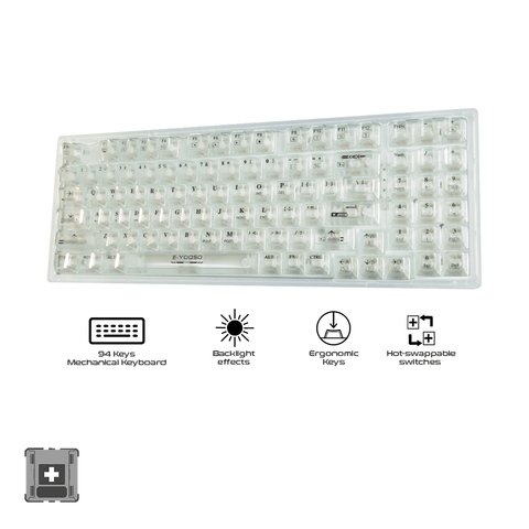 E-Yooso Z-94 Single Light 94 Keys Hot Swappable Mechanical Keyboard Transparent Light Green Linear [White Switch]