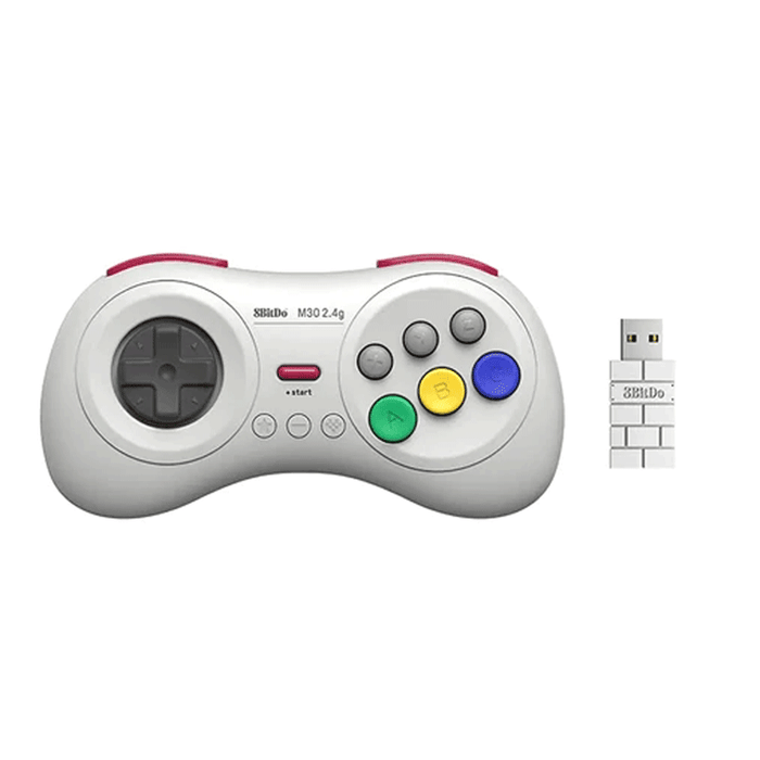 8Bitdo M30 2.4G Wireless Gamepad for The Original Genesis & Mega Drive Mini (White) 81CC02